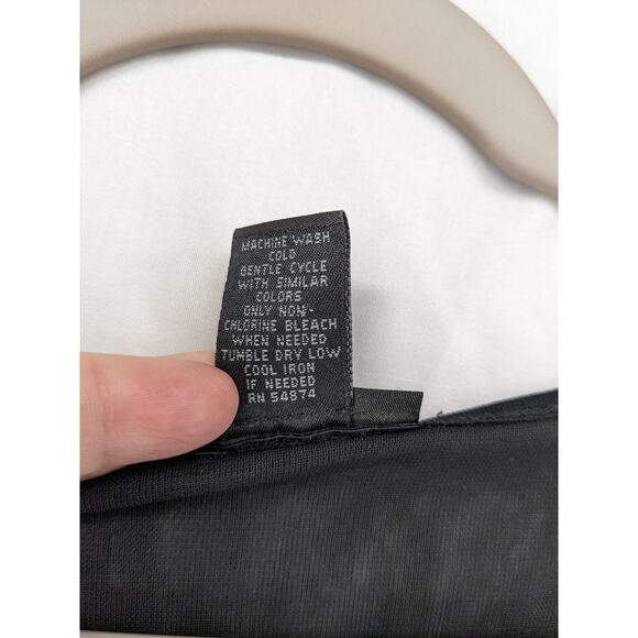 The Limited Sheer Blouse M Black Pleated Long Open Sleeve Crew Neck Shirt Office - Picture 6 of 9